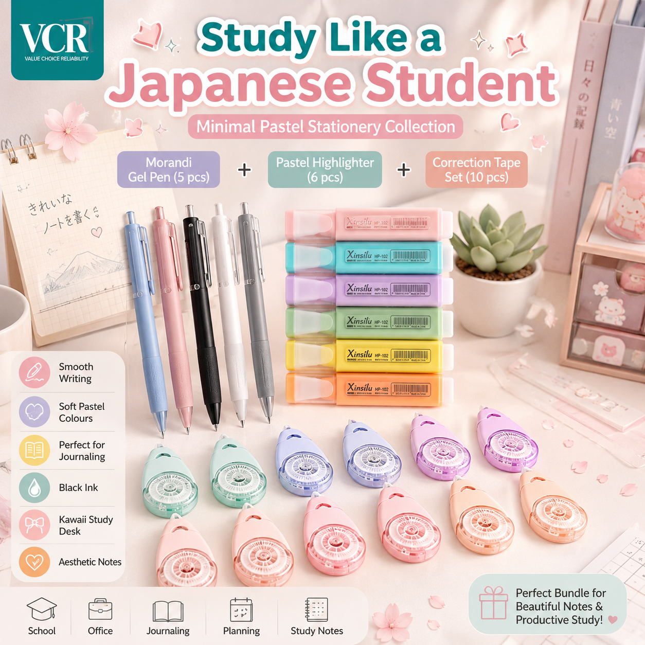 Kawaii pastel stationery bundle
